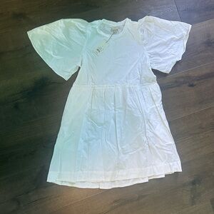 A New Day White Flutter Sleeve Tiered Dress | Size Large | NWT